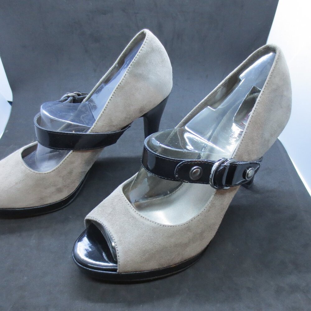 Connie - Women's Denise Taupe Suede Peep Toe 3.5" Heel Shoes Sz:8.5M  New in Box